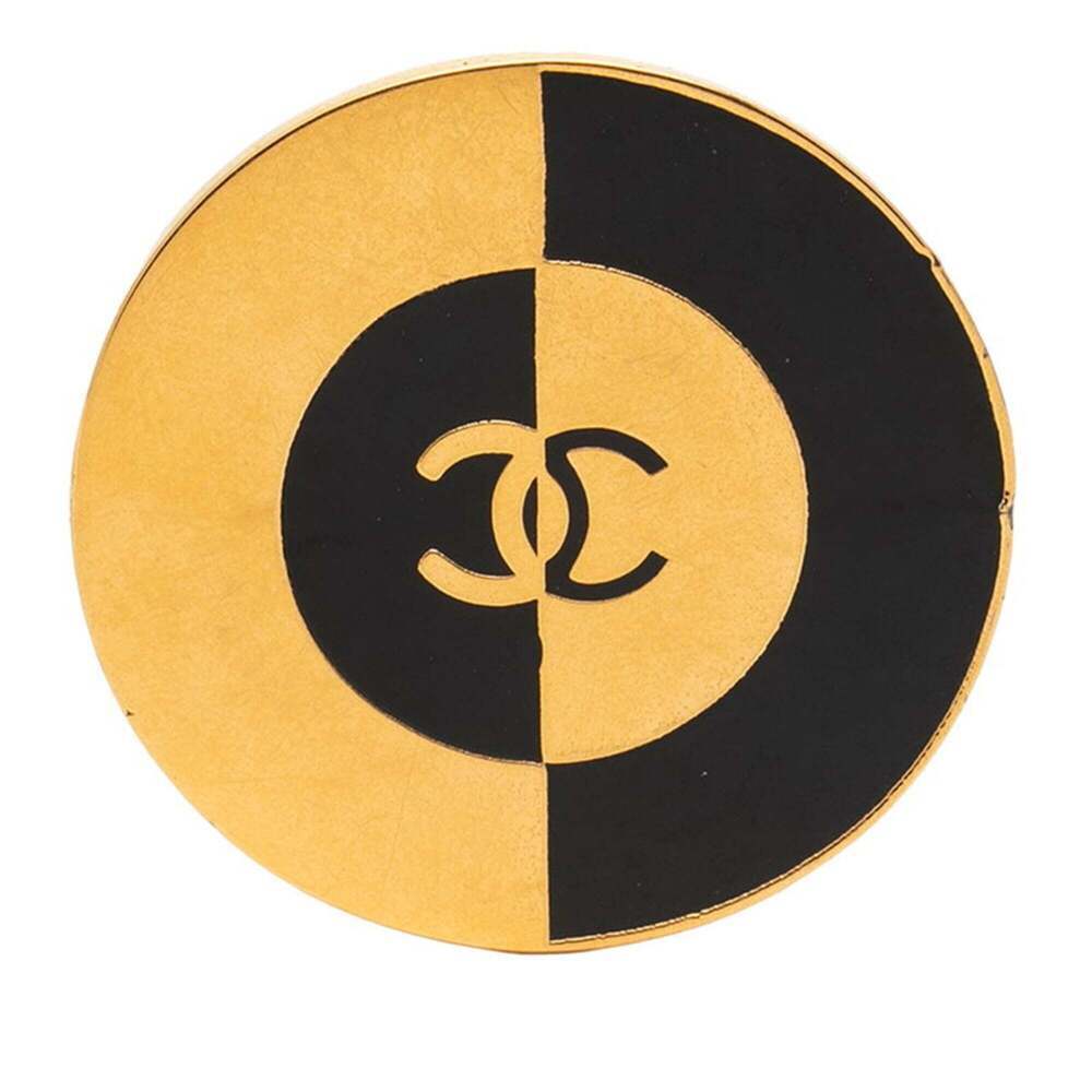 CHANEL Black Logo Brooch